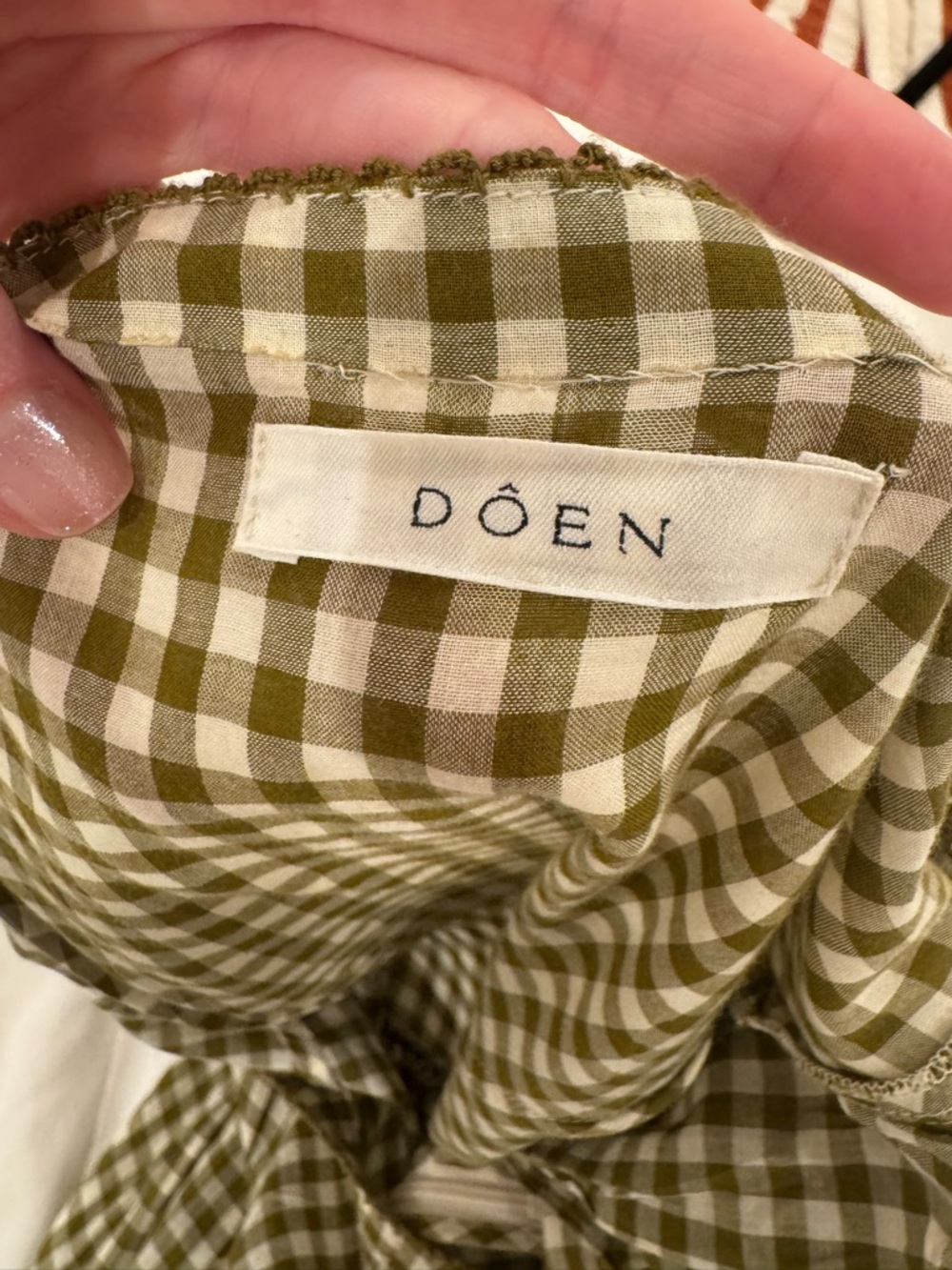 Super rare Doen Kennedy Dress in Olive Gingham size XXS - Picture 3 of 4